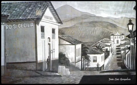 Pintura do Teatro Santa Cecilia e Matriz