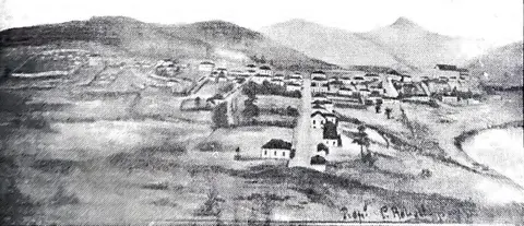 Pintura de panorâmica de Itajubá nos anos 1870