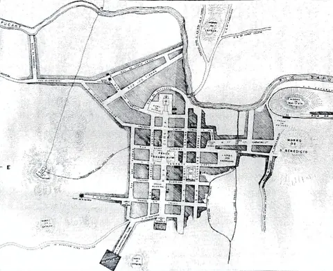 Mapa de 1897 abrangendo a cidade de Itajubá do final do século XIX.
