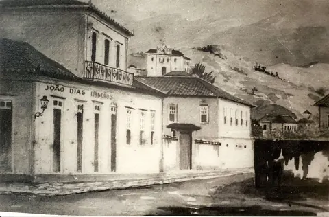 Desenho retratando Itajubá no século XIX