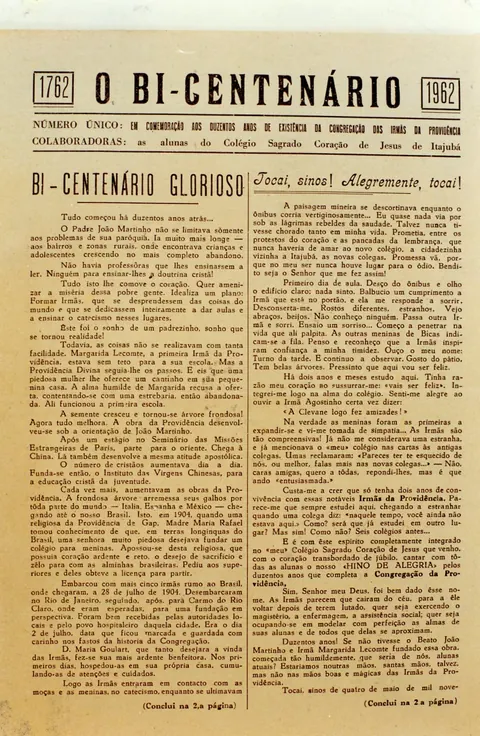 Revista - Comemoração do Bi-centenário da existência da Congregação das Irmãs da Providência