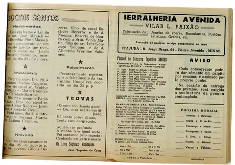 Jornal - Sociais Santos; Trovas; Serralheria Avenida; Aviso