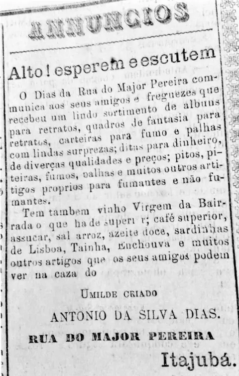 Cartaz - Anúncio Antonio da Silva Dias