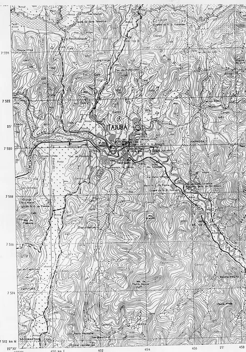 Carta topográfica técnica de Itajubá dos anos 70