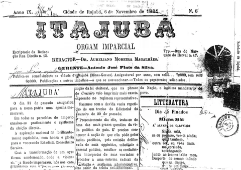 Capa do Jornal Itajubá, edição de 1881